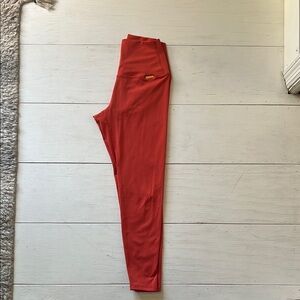 Vibrant Red Full-Length Leggings with Tapered Fit
